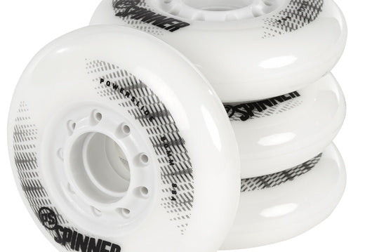 Powerslide Spinner Wheels 80mm 88a White Hub 4 Pack