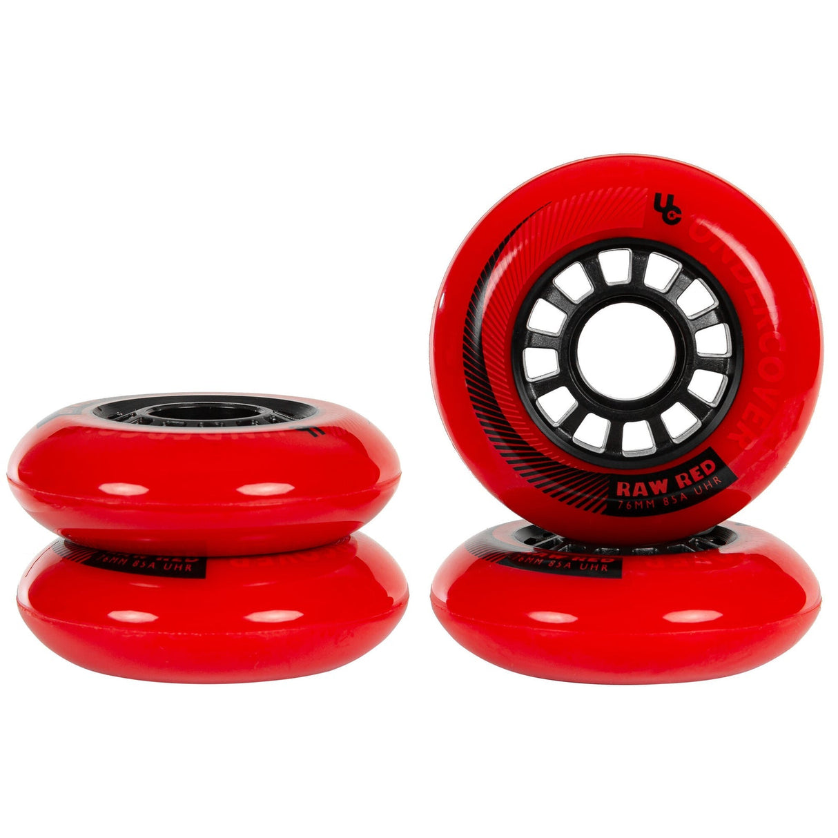 UC Raw Inline Wheels 76mm 85a Red 4 Pack