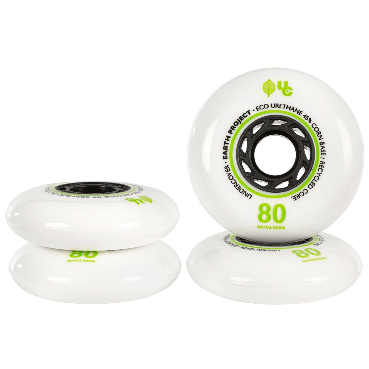 UC Earth Inline Wheels 80mm 88a White 4 Pack