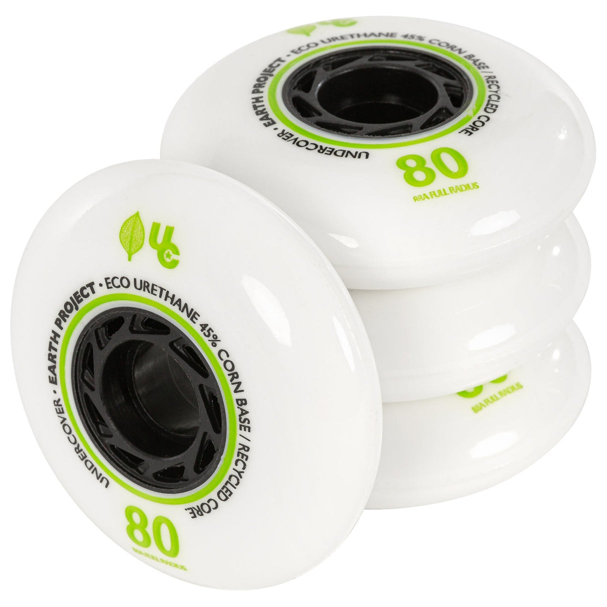 UC Earth Inline Wheels 80mm 88a White 4 Pack