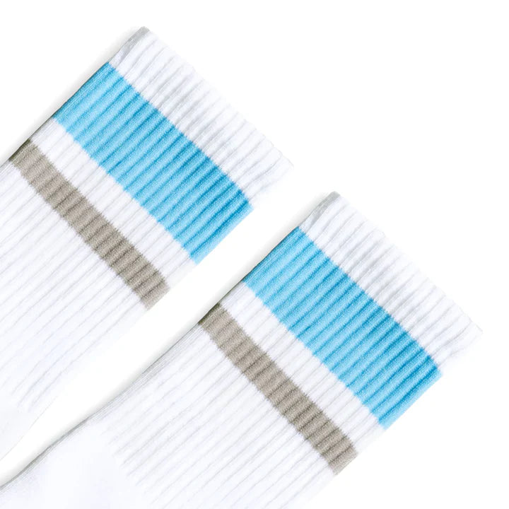 SOCCO Carolina Blue and Grey | White Mid Socks