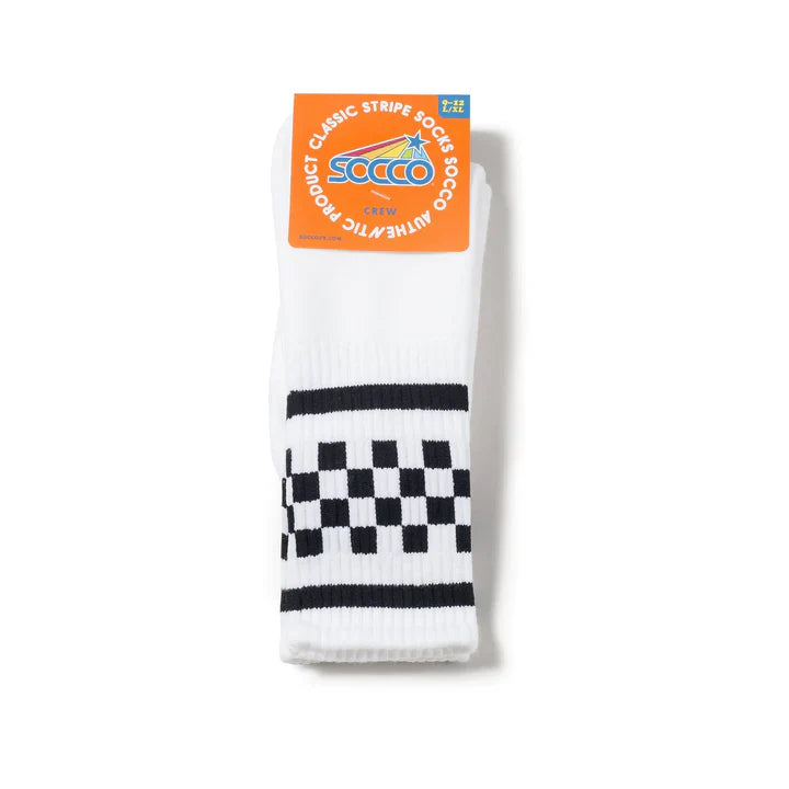 SOCCO Black Checkered | White Mid Socks