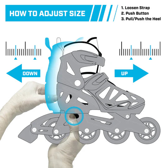 RDS Tracer Blue/White Girls Adjustable Inline Skates