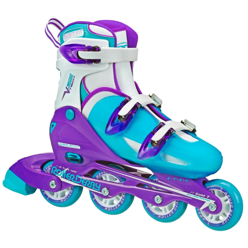 RDS V-Tech 500 Girls Blue Purple Adjustable Inline Skates