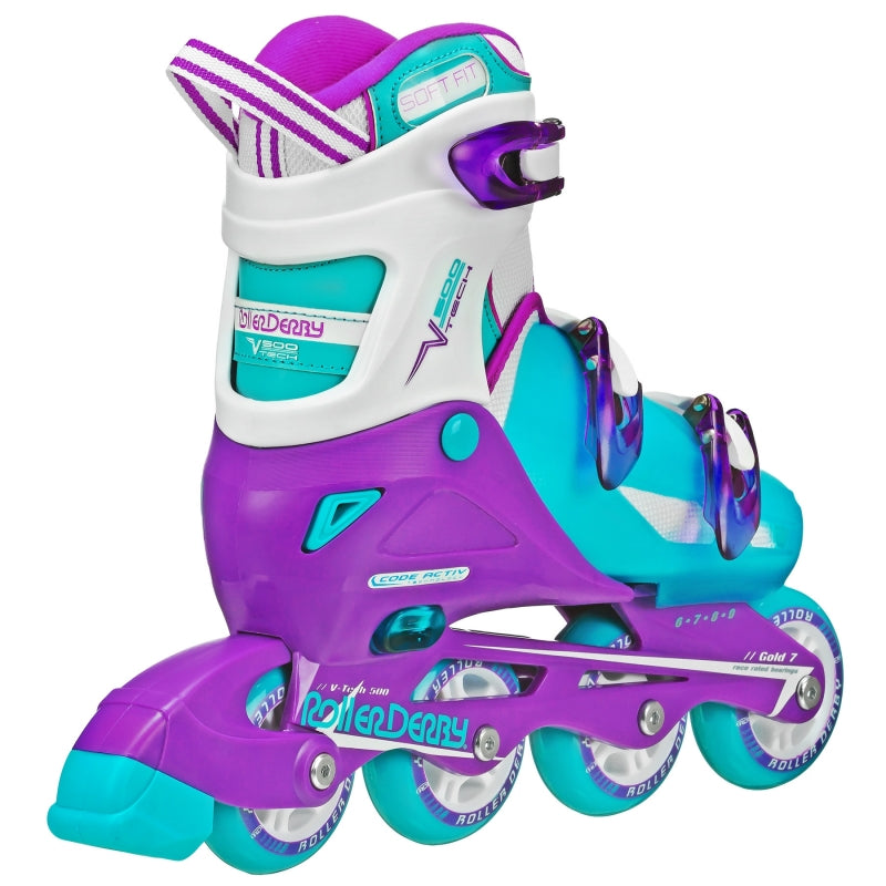 RDS V-Tech 500 Girls Blue Purple Adjustable Inline Skates