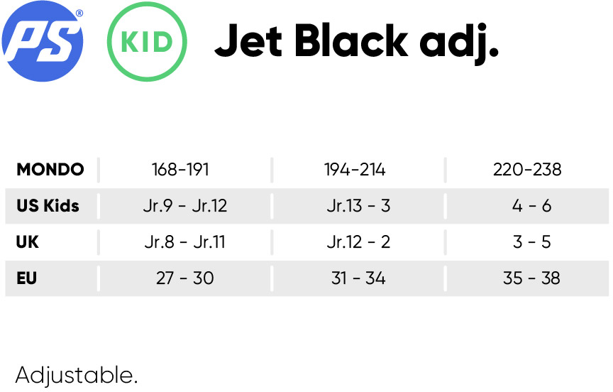 PS Jet Black Adjustable JR. Inline Skates