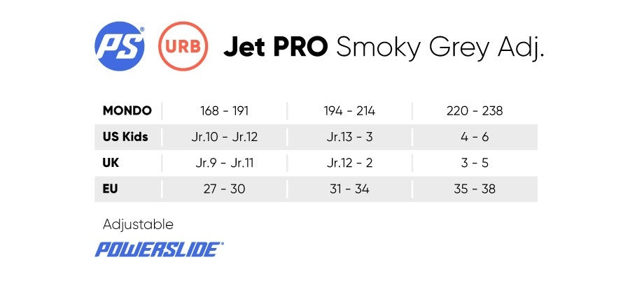 PS Jet Pro PDS Smoky Grey Adjustable Inline Skates
