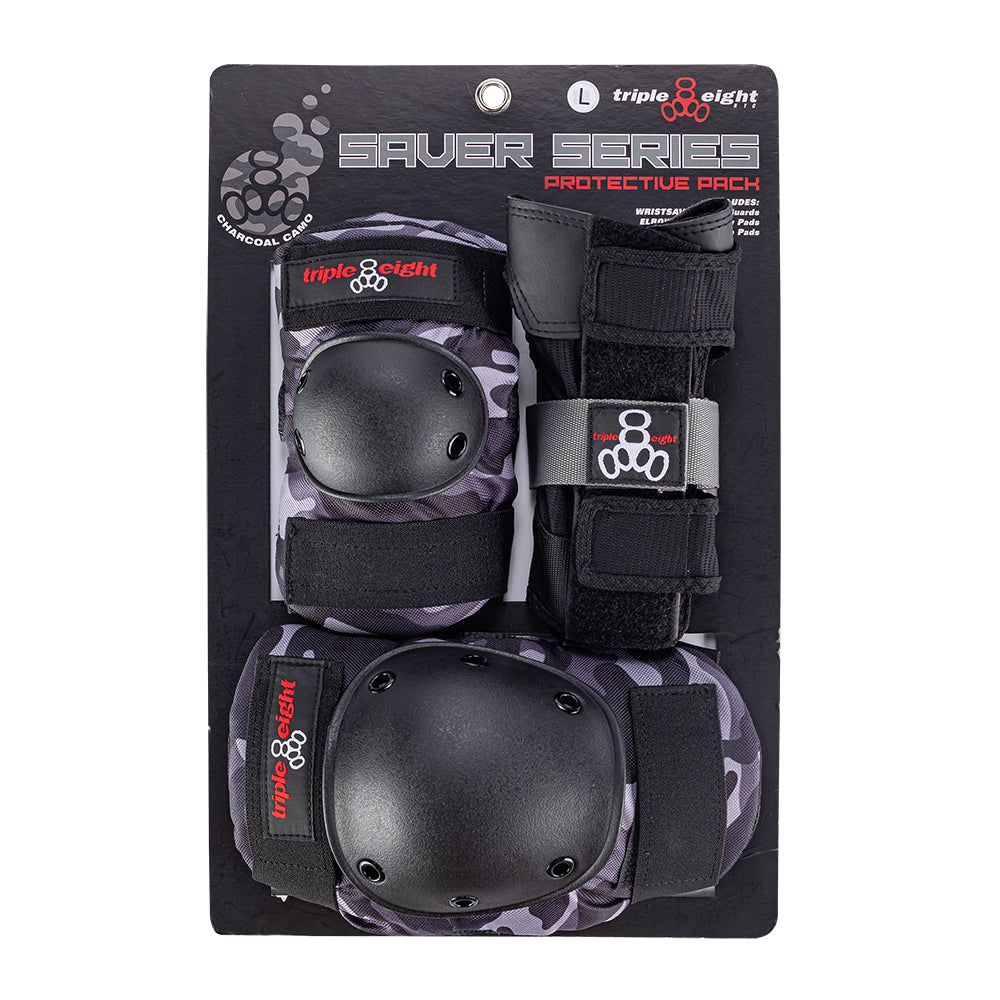 Triple 8 Tri Pack Saver series Junior Charcoal Camo Pad Set