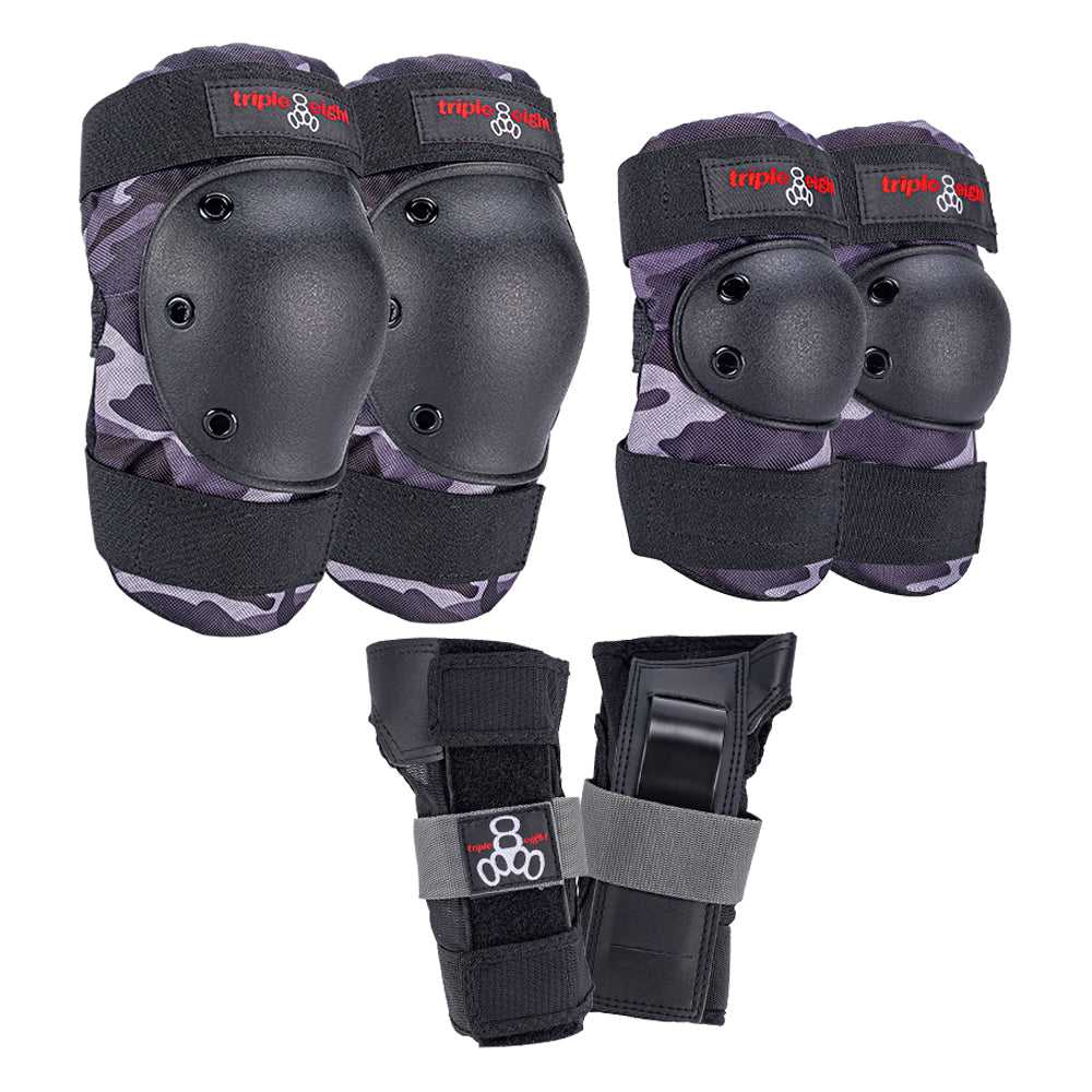 Triple 8 Tri Pack Saver series Junior Charcoal Camo Pad Set