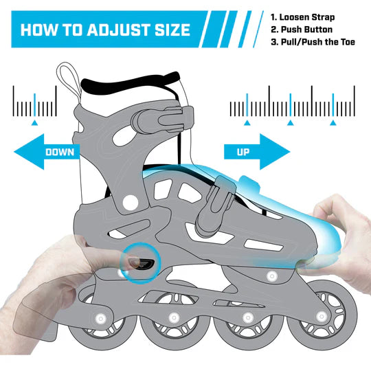 RDS V-Tech 500 Boys Black Adjustable Inline Skates