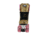 Moxi Jungle Leopard Roller Skates (w/ Pink cuff and Pink Juicy Wheels)