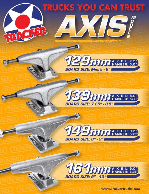 TRACKER TRUCKS - AXIS 139MM POLISH BLACK SET OF 2
