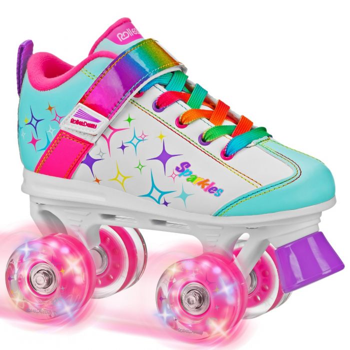 RDS Sparkle Girls Light Up Wheel White/Rainbow Skates
